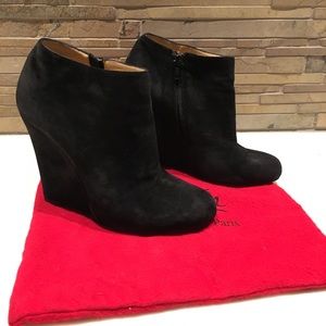 Christian Louboutin Black suede wedge booties